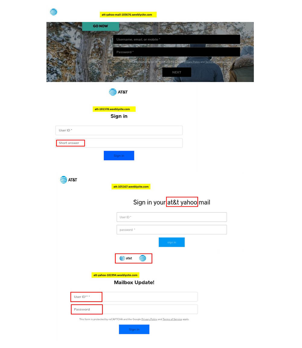 URLs associated with Weebly