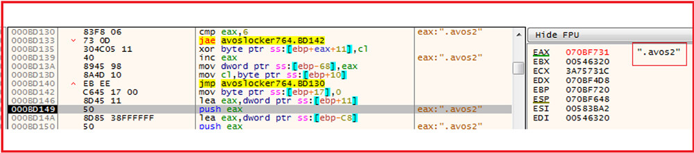 Appends the extension avos2
